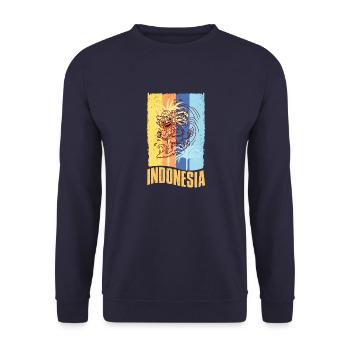 Indonesia Holidays Barong Surfer Summer Wave - Unisex Sweatshirt - navy - Front - Alina (178cm) & Michal (187cm)