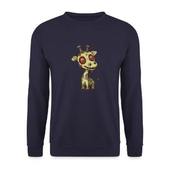 Giraffe Halloween Lustig Zombie - Unisex Pullover - Navy - Vorne - Alina (178cm) & Michal (187cm)