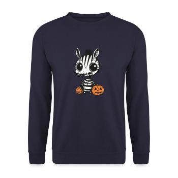 Zebra Halloween Zombie - Unisex Pullover - Navy - Vorne - Alina (178cm) & Michal (187cm)