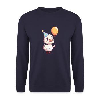 Gans Geburtstag Comic - Unisex Pullover - Navy - Vorne - Alina (178cm) & Michal (187cm)