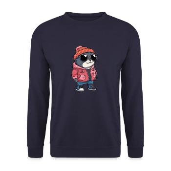 Seal Animal Winter - Unisex Sweatshirt - navy - Front - Alina (178cm) & Michal (187cm)