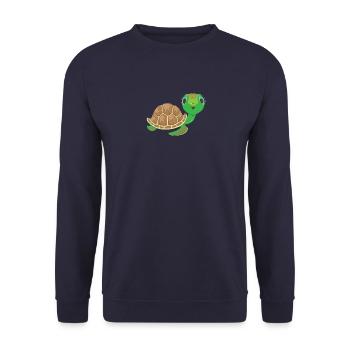 Kawaii Schildkröte: Süßer Charme - Unisex Pullover - Navy - Vorne - Alina (178cm) & Michal (187cm)