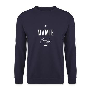 MAMIE POULE - Sweat-shirt Unisexe - marine - Devant - Alina (178cm) & Michal (187cm)