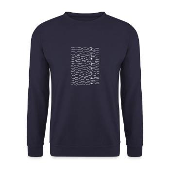 Sorpesee - Wellen weiß - Unisex Pullover - Navy - Vorne - Alina (178cm) & Michal (187cm)