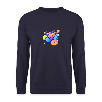 Happy - Unisex Pullover - Navy - Vorne - Alina (178cm) & Michal (187cm)