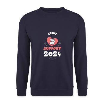 Braut Support 2024 Hochzeit Herz - Unisex Pullover - Navy - Vorne - Alina (178cm) & Michal (187cm)