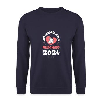 Junggesellinnen Abschied 2024 Herz - Unisex Pullover - Navy - Vorne - Alina (178cm) & Michal (187cm)
