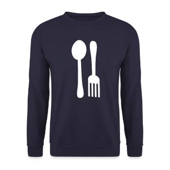 eat - Unisex Sweatshirt - navy - Front - Alina (178cm) & Michal (187cm)