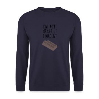 J'ai tout mangé le chocolat - Sweat-shirt Unisexe - marine - Devant - Alina (178cm) & Michal (187cm)