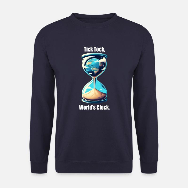 "Tick Tock, World's Clock" - Erde in Sanduhr - Unisex Pullover - Navy