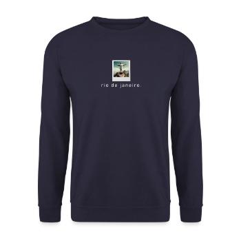 Cristo Redentor Rio de Janeiro Retro Foto - Unisex Pullover - Navy - Vorne - Alina (178cm) & Michal (187cm)