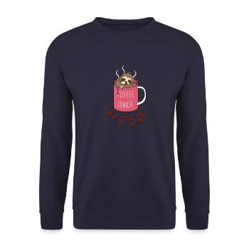 Coffee Junkie - Unisex Pullover - Navy - Vorne - Alina (178cm) & Michal (187cm)