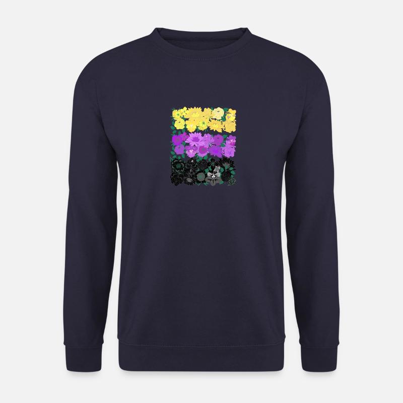Non binary flower flag - Unisex Pullover - Navy