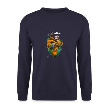 Octopus Heart (2) - Unisex Sweatshirt - navy - Front - Alina (178cm) & Michal (187cm)