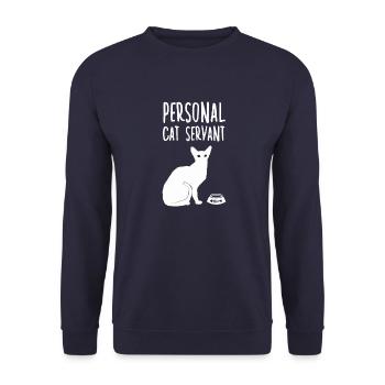 Hauseigener Katzendiener süßes Katzenhalter Katzen - Unisex Pullover - Navy - Vorne - Alina (178cm) & Michal (187cm)