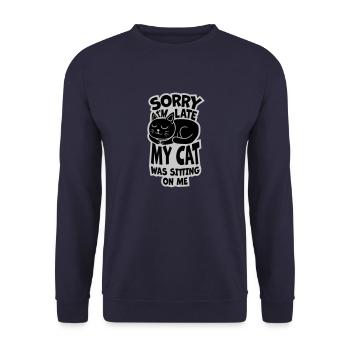 sorry cat was sitting - Unisex Sweatshirt - navy - Front - Alina (178cm) & Michal (187cm)