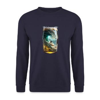 Surfen im Bierglas - Unisex Pullover - Navy - Vorne - Alina (178cm) & Michal (187cm)