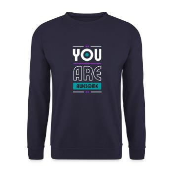 You are Awesome - Unisex Pullover - Navy - Vorne - Alina (178cm) & Michal (187cm)
