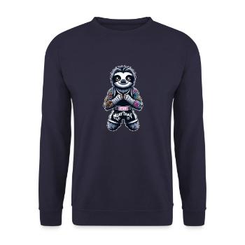 Traditionelles Muay Thai Faultier Thai Boxen - Unisex Pullover - Navy - Vorne - Alina (178cm) & Michal (187cm)