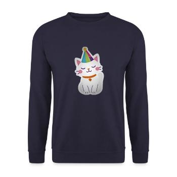 Cat Party Gift Idea Cute Funny - Unisex Sweatshirt - navy - Front - Alina (178cm) & Michal (187cm)