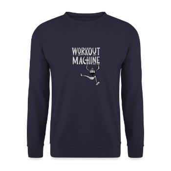 Workout-Maschine! Lustig sportlicher Roboter - Unisex Pullover - Navy - Vorne - Alina (178cm) & Michal (187cm)
