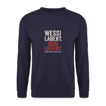 OSSI2 - Unisex Pullover - Navy - Vorne - Alina (178cm) & Michal (187cm)