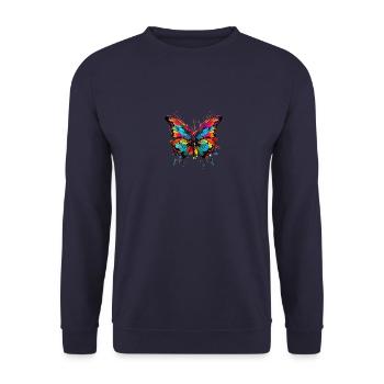 Exactement votre truc - le papillon rouge - Sweat-shirt Unisexe - marine - Devant - Alina (178cm) & Michal (187cm)