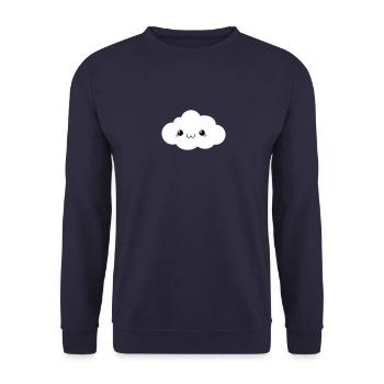 Happy Kawaii Cloud (nuage) - Sweat-shirt Unisexe - marine - Devant - Alina (178cm) & Michal (187cm)