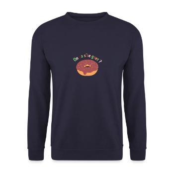 Tee-shirt drôle en français | On va d beignet ? - Sweat-shirt Unisexe - marine - Devant - Alina (178cm) & Michal (187cm)