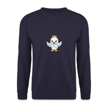 Süße Ente Cartoon Engelsflügel Heiligenschein - Unisex Pullover - Navy - Vorne - Alina (178cm) & Michal (187cm)