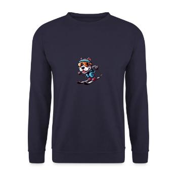 Pitbull chien skieur sports d’hiver plaisir - Sweat-shirt Unisexe - marine - Devant - Alina (178cm) & Michal (187cm)