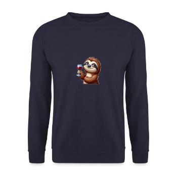 Faultier Party Wein Rotwein Weinliebhaber - Unisex Pullover - Navy - Vorne - Alina (178cm) & Michal (187cm)