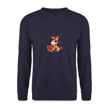 Fruity Summer Horse Watermelon - Unisex Sweatshirt - navy - Front - Alina (178cm) & Michal (187cm)