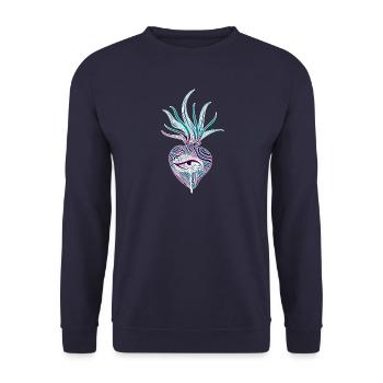 Burning holy heart - Unisex Sweatshirt - navy - Front - Alina (178cm) & Michal (187cm)