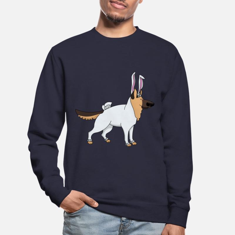 German shepherd in easter bunny costume Easter Unisex Sweatshirt