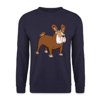 Bulldog in a bunny costume - easter bunny easter - Unisex Sweatshirt - navy - Front - Alina (178cm) & Michal (187cm)