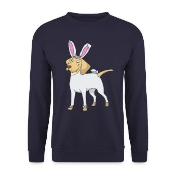 Labrador Golden Retriever as easter bunny easter - Unisex Sweatshirt - navy - Front - Alina (178cm) & Michal (187cm)
