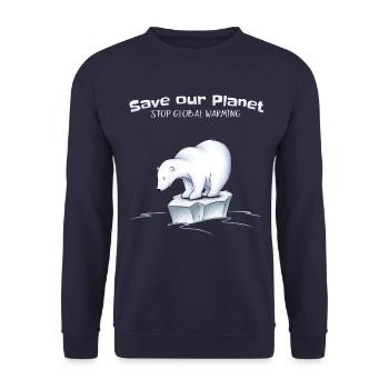 Ours polaire Sauvez notre planète arrête le réchauffement climatique - Sweat-shirt Unisexe - marine - Devant - Alina (178cm) & Michal (187cm)