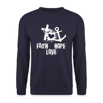 Faith Hope Love I Glaube Hoffnung Liebe - Unisex Sweatshirt - navy - Front - Alina (178cm) & Michal (187cm)