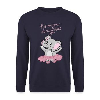Put On Your Dancing Shoes I Ballerina Elefant - Unisex Pullover - Navy - Vorne - Alina (178cm) & Michal (187cm)