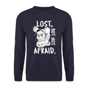 Lost, but not afraid. Skull in the helmet Astronaut - Unisex Sweatshirt - navy - Front - Alina (178cm) & Michal (187cm)
