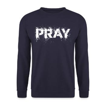 Pray distressed - Unisex Sweatshirt - navy - Front - Alina (178cm) & Michal (187cm)