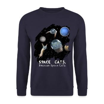 Space Cats Epic Galaxy Space Gift - Unisex Sweatshirt - navy - Front - Alina (178cm) & Michal (187cm)