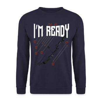 archer - Unisex Sweatshirt - navy - Front - Alina (178cm) & Michal (187cm)