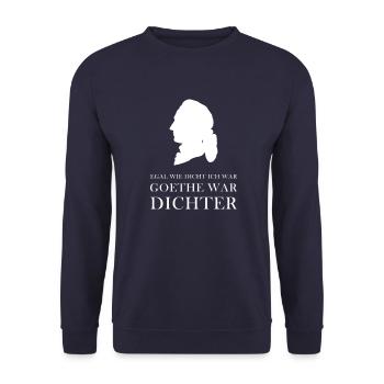 No matter how dense I was Goethe was a poet - Unisex Sweatshirt - navy - Front - Alina (178cm) & Michal (187cm)