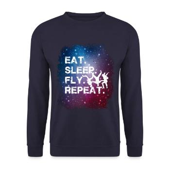 Space Skydiving Eat Sleep Fly Repeat - Unisex Sweatshirt - navy - Front - Alina (178cm) & Michal (187cm)