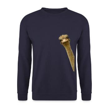 Hinterhältiger Strauß Vogel - Unisex Pullover - Navy - Vorne - Alina (178cm) & Michal (187cm)