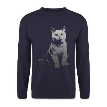 chat - Sweat-shirt Unisexe - marine - Devant - Alina (178cm) & Michal (187cm)