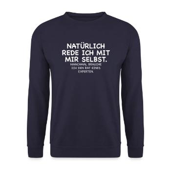 Selbstgespräch Rat eines Experten - Unisex Pullover - Navy - Vorne - Alina (178cm) & Michal (187cm)