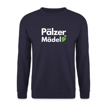 Pfälzer Mädel - TShirt Geschenk für Pfälzer Damen - Unisex Pullover - Navy - Vorne - Alina (178cm) & Michal (187cm)
